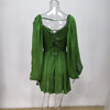 Sexy V-Neck Women Long Sleeve Mini Dress Stylish Hollow Out Lace Up Pleated Vestidos Casual Holiday Waist Tight Slim Solid Dress