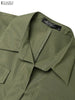 Women Autumn Cargo Maxi Long Dresses Casual Long Sleeve Pockets Belted Collared Shirt Dress Commuting Workwear S-3XL