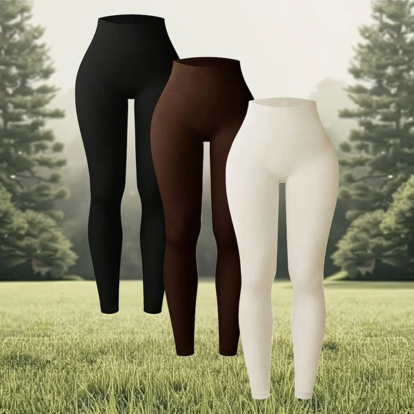 Women's Seamless Knit High Waist Yoga Leggings, Butt Lifting Slim Fit Sports Pants for Running & Fitness Training