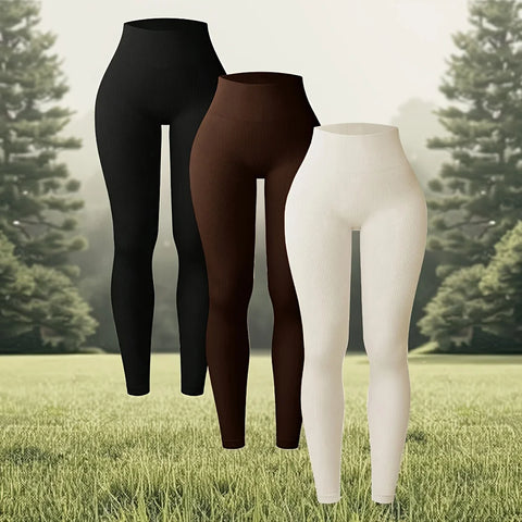 Women's Seamless Knit High Waist Yoga Leggings, Butt Lifting Slim Fit Sports Pants for Running & Fitness Training