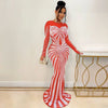 Women Mesh Patchwork Diamonds Rhinestones Bodycon Midi Mermaid Maxi Dress Evening Sexy Party Dresses Vestidos