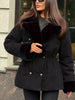 Thicken Contrast Corduroy Jackets Women Lapel Long Sleeves Double Breasted Warm Padded Coats Female Winter Outwears