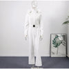 Women's Ski Suit Hooded Full Sleeve Jacket White High-Waisted Flared Pants Set Female Ski Sport Outerwear