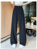 Autumn Vintage Striped Loose Women's Wide Leg Pant Button Spring High Waist Female Straight Office Full Length Trousers