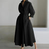 Elegant Women's Shirt Dress Lapel Collar 3/4 Sleeve Belted A Line Midi Dress Casual Office Wear for Women