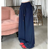Autumn Women Hip Hop Style Baggy High Waisted Long Pants Lady Versatile Streetwear Solid Color Drawstring Wide Leg Trousers