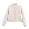Women's Quilted Stand Collar Padded Jacket Long Sleeve Pocket Casual Fall Winter Coat