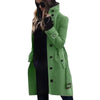 Women's Woolen Coat Outerwears Autumn Winter Warm Female Jackets Single Breasted Turn-down Collar Long Women's Clothes