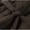 Elegant Women's Padded Jacket With Belt Winter Lace Up Waist Cinching V Neck Warm Coats Lady Casual Street Outerwear