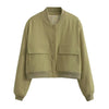 Women Solid Bomber Jackets Coat With Pockets V-Neck Single Breasted Long Sleeves Female Chic Lady Outfits