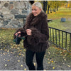 Elegant Solid Faux Fur Spliced Coat Women Lapel Long Sleeve Tassel Plush Outerwear Fall Winter Warm Streetwear