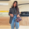 Chic Plaid Women's Blazer Jacket Stand Collar Full Sleeve Single Button Female Coats Spring Casual Commute Lady Outwear