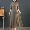 Autumn/Winter Women Knitted Dress Solid Loose Pullover Half High Collar Long Knitted Sweater Dress Female High-Quality