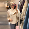Women's Jacket Outerwear Scarf Collar Solid Long Sleeve Coat Loose Asymmetric Draped Jacket Elegant Casual Street Coat Ladies