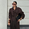Black Stand Collar Trench Coat Women Casual Long Sleeve Single-breasted Loose Windbreaker Lady Autumn High Street Outwear