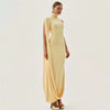 Elegant Split Turtleneck Sexy Maxi Dress Women Gown One-shoulder High Waist Bodycon Solid Club Party Long Dress 2626