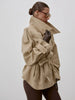 Stand Collar Lace Up Trench Chic Coat Women Long Sleeves Single Breasted Short Windbreaker Spring Daily Street Lady Jacket
