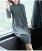 Pleated Clothing For Women Long Sleeve Stand Collar Doulble Pockets Loose Dress Vestido YF576