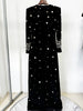 High Street Designer Party Vestido Women's Formal Long Sleeve Beaded Long Maxi Dress