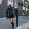 Crocodile Embossed Faux Leather Blazer Lapel Collar Long Sleeve Slim Waist Single Breasted Women Jacket Autumn Chic Coat