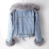 Winter Denim Jacket With Women's Fleece Warm Cowboy Coat Detachable Imitation Fox Rabbit Fur Inner liner Short Denim Jacket