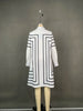 Urban Women Lapel Shirts Dress Office Ladies Long Sleeves Striped Printed Buttoned H-line Midi Dresses