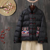 Chinese Style Vintage Embroidered Buckle Down Coat Women Warm Light White Duck Down Jacket Parkas Ladies Short Puffer Outwears