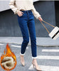 Winter Fleece Lined Denim Pencil Pants Women Thicken Warm Lamb Fluff Jeans High Waist Slim Vaqueros Big Size 34 Kot Pantolon