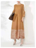Women's Dress With Flower Ruffles Sleeves Round Neck Loose Big Size Long Dresses 2DB1142
