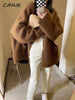 Beige Pockets Knitted Sweater Coats Women Loose Single-breasted V-neck Purple Cardigan Female Autumn Casual Red Cardigans