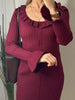 Brown Knitted Dresses For Women Maxi Elegant Trumpet Sleeves Knit Fishtail Dresses Women Long Ruffled Dresses Maxi