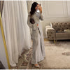 Spring Women Dress Set Minimalist Stand Collar Knot Button Slit Hem Long Dresses All-match Skirts Lady Street Gown