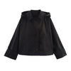 Women's Hooded Short Trench Coat in Olive Green, Brown, and Black, Double-Breasted with Pocket Details, Casual Jacket