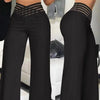 Women's Hollowed Out Waist Belt High Waisted Large Size Pants Casual Straight Tube Loose Wide Leg Pants