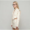 Floral Printed Blazer Skirt Suit Women Elegant Cropped Lapel V-neck Coat Slim Mini Skirts Set Spring Lady Casual Outfit