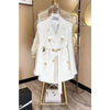 Small Fragrance Temperament High Sense Double-breasted Blazer Female Tops Autumn Winter White Lace-up Suit Jacket Women