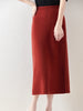 100% Merino Wool Skirt Women's Elastic Waist Cashmere Striped Skirts Office Lady Knitted Simple Dress Thickening Autumn Winter