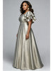 Women Plus Size Maxi Evening Dress Square Neck Ruffle Sleeve Formal Gown Elegant Wedding Guest Cocktail Party Dress