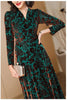 Spring Autumn Gold Velvet Long Sleeve Dress For Women High Grade Green Plush Jacquard Long Dress Female Elegant Dresses 4XL