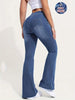 Women's Flared Pants, Non-Denim Printed Elastic High Waist Slim Leggings, Gym Training Wide Leg Leggings Casual Wear