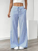 Women's Casual Striped Sports Pants Blue Pocket Pants for Women