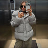 Printed Cotton Padded Coats Women Hooded Waist-Cinching Zipper Quilted Jackets Winter Casual Woman Outerwear
