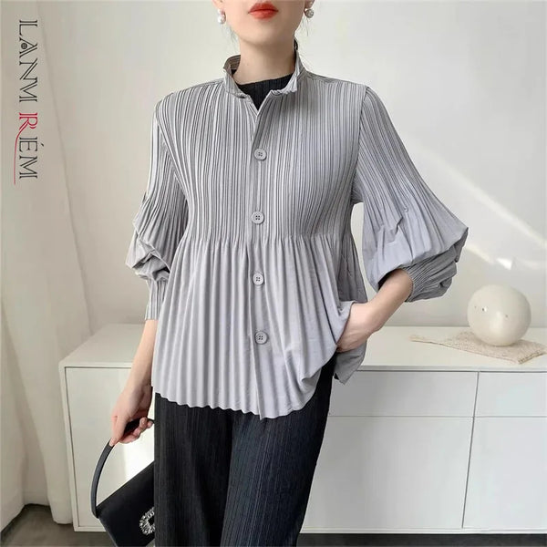 Spring Women's Short Trench Coat Stand Collar Loose Casual Loose Single Breasted Lantern Sleeve Jacket 2DB6686