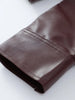Loose PU Jacket Coats For Women Autumn Winter Long Sleeve Lapel Wine Red Coats Vintage Commuting Bomber Jackets
