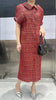 Pleated Dress for Women Single-Breasted Cardigan Jacket Versatile Loose Gold Lapel Long Pleated Skirt