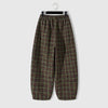 Lantern Pants Women Woolen Fabric Plaid Design Casual Loose Korean Style Elastic Waisted Trousers Women Clothing Harem Pants