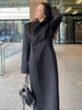 Autumn Commute Women's Maxi Coat Solid Long Sleeve Shoulder Padded Straight Slim Overcoats Office Daily Lady Outwears