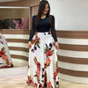 Chic Floral Maxi Dress - Casual Fit & Flare with High-Waist Design, Long Sleeves, and Easy Care Knit for Women