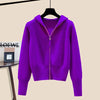 Autumn Winter Hooded Women's Knitwear Long Sleeve Zipper Slim Knitted Cardigan Female Casual Jacket Tops