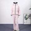 Thicken Warm Women's Skiwear Pink High Collar Hooded Cotton Padded Coats Straight Leg Zipper Pants Winter Lady Ski Suit